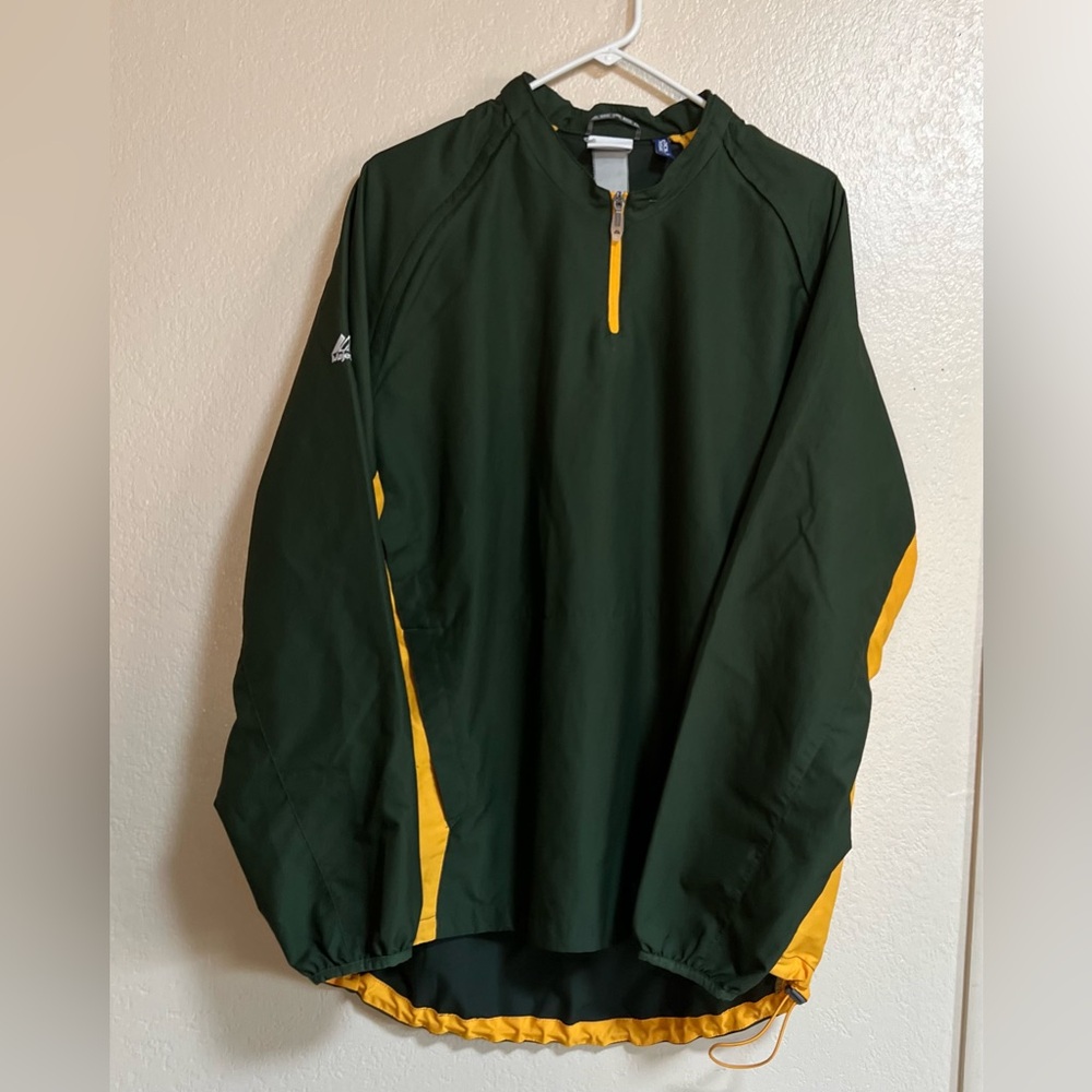 Majestic Cool Base Pullover 1/4 Zip Convertible Long Sleeve Green/ Yellow - Picture 5 of 10